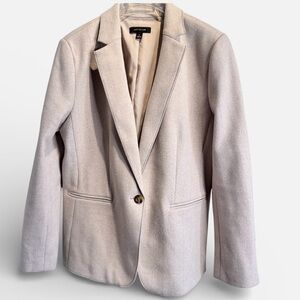 Ann Taylor | Blazer | Herringbone Tweed | Taupe - Cream | 14